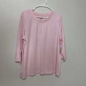 Croft & Barrow Essential Sleepwear Crewneck 3/4 Sleeve Light Pink Soft Comfy XL